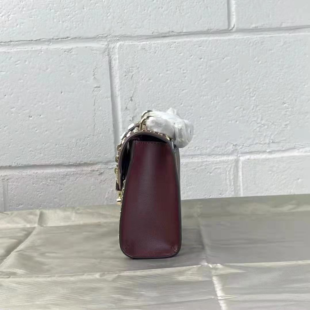 Michael Kors Rose 35F1GX0L2B Medium Flap Shldr Messenger Bag In Merlot Michael Kors Rose 35F1GX0L2B Medium Flap Shldr Messenger Bag In Merlot